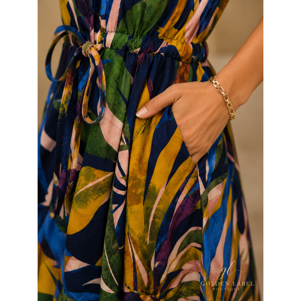 Sandra Darren Petite PM Tropical Midi Shirtdress Pockets NWT - Picture 8 of 12